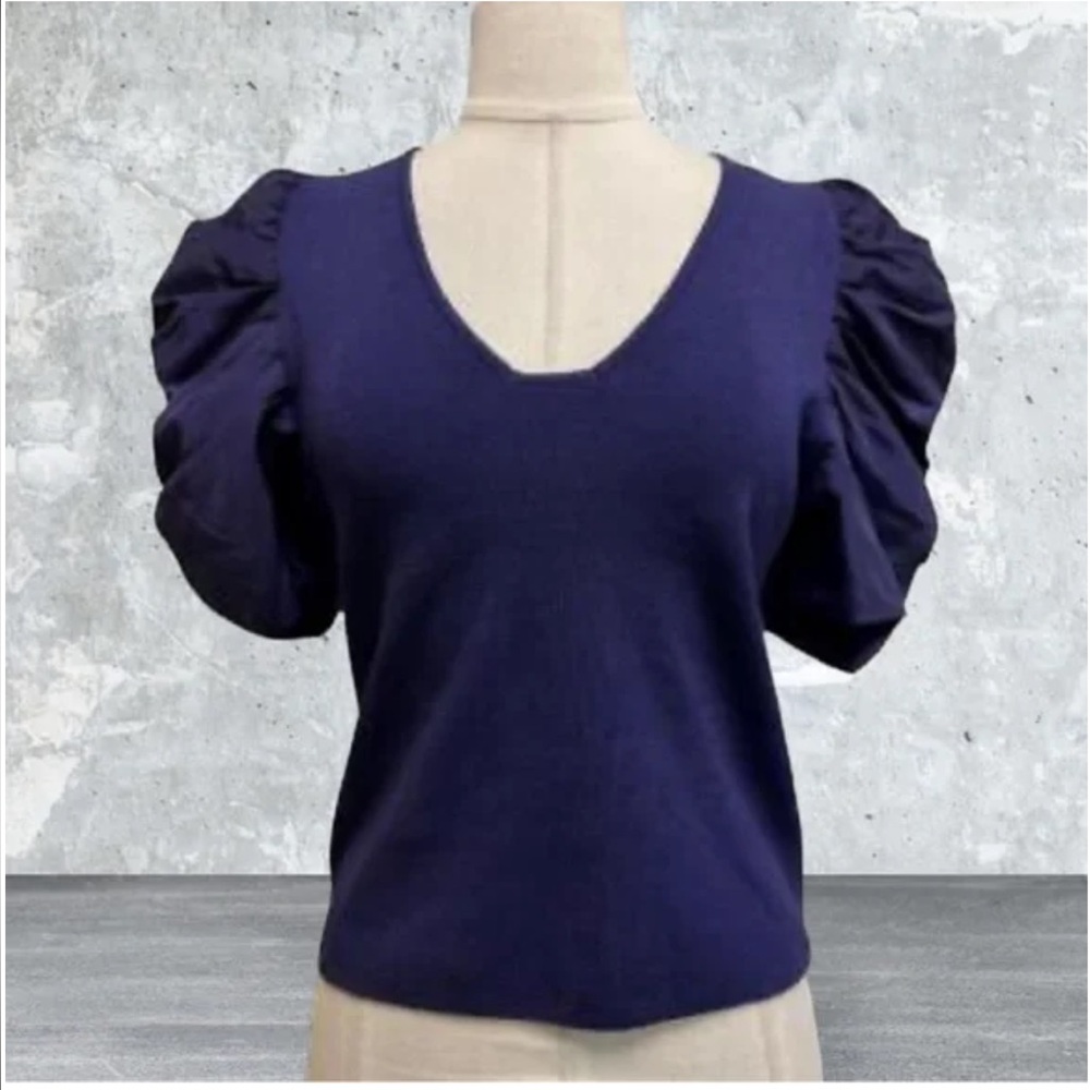 EXPRESS Rouched Sleeve Sweater Top - Picture 2 of 5